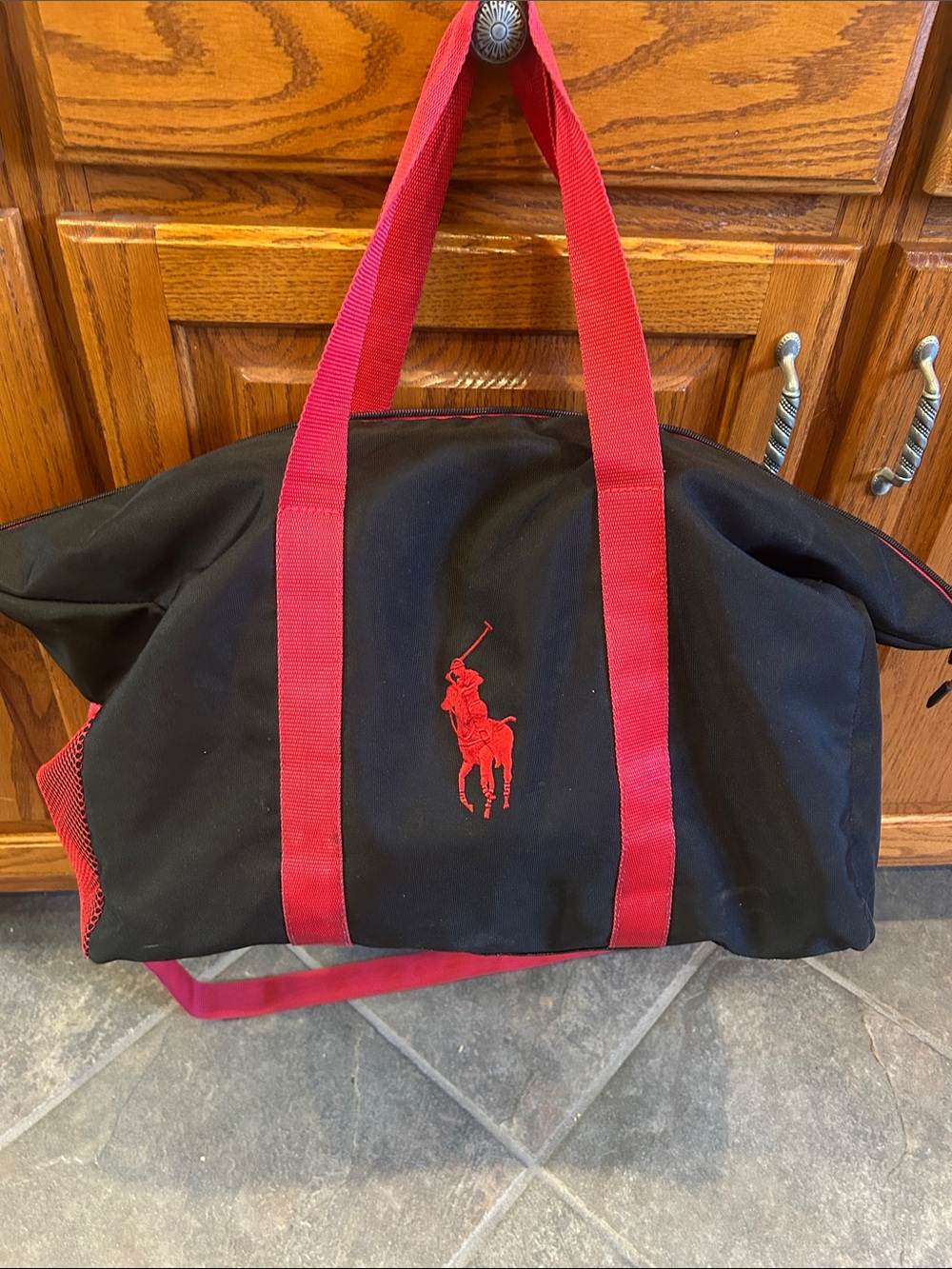 Polo by Ralph Lauren Black Canvas Duffel with Red Accents